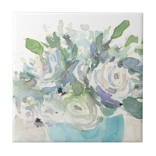 Frühjahrsanordnung - Aquarellbouquet Fliese (Vorderseite)