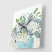 Frühjahrsanordnung - Aquarellbouquet Quadratische Wanduhr (Winkel)