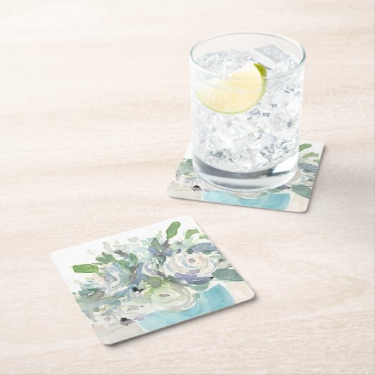 Frühjahrsanordnung - Aquarellbouquet Rechteckiger Pappuntersetzer (Vor Ort)