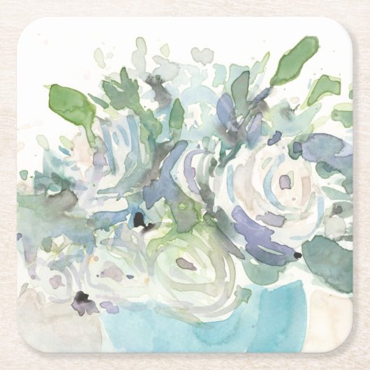 Frühjahrsanordnung - Aquarellbouquet Rechteckiger Pappuntersetzer (Vorderseite)