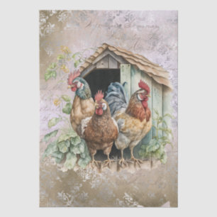 Frühjahrsbauernhof Henne Hühner Aquarell Seidenpap Seidenpapier