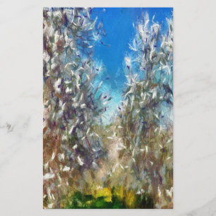 Frühjahrsblossom Almond Tree Pointillism Kunstwerk Briefpapier