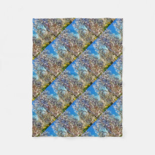 Frühjahrsblossom Almond Tree Pointillism Kunstwerk Fleecedecke