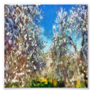 Frühjahrsblossom Almond Tree Pointillism Kunstwerk Fotodruck