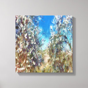 Frühjahrsblossom Almond Tree Pointillism Kunstwerk Leinwanddruck