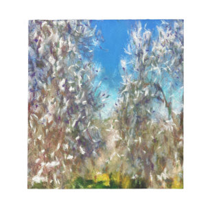 Frühjahrsblossom Almond Tree Pointillism Kunstwerk Notizblock