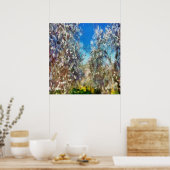 Frühjahrsblossom Almond Tree Pointillism Kunstwerk Poster (Küche)