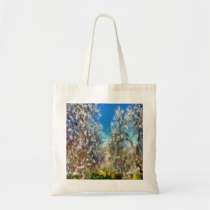 Frühjahrsblossom Almond Tree Pointillism Kunstwerk Tragetasche