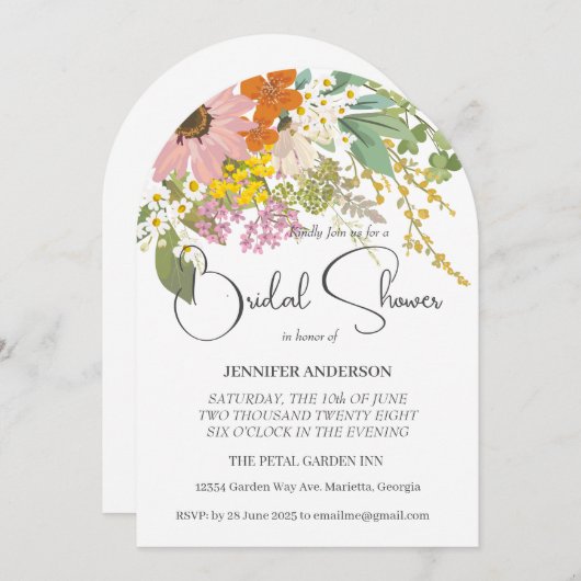 Frühjahrsblume Garten Brautparty Brautparty I Einladung (Vorne/Hinten)