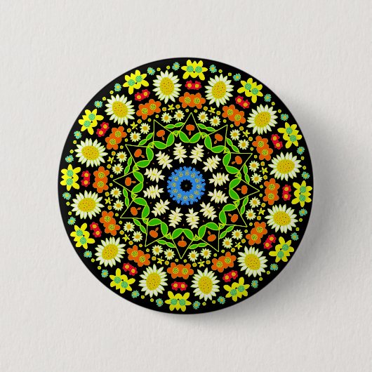 Frühjahrsblumen Kaleidoskop 01 Button (Vorderseite)