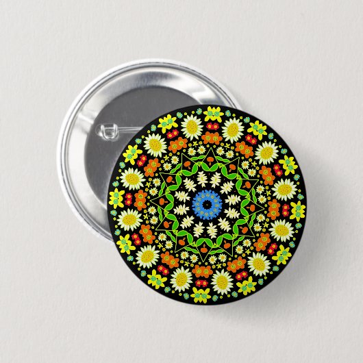 Frühjahrsblumen Kaleidoskop 01 Button (Vorne & Hinten)