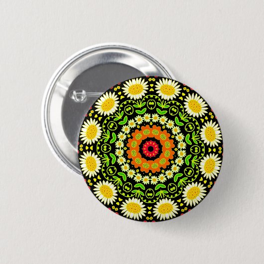 Frühjahrsblumen Kaleidoskop 12 Button (Vorne & Hinten)