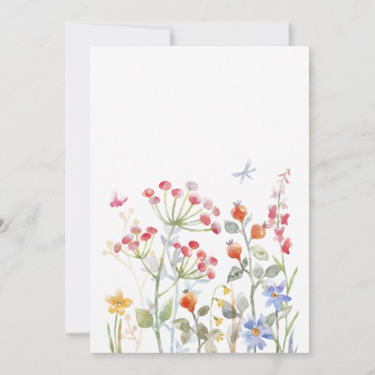 Frühjahrsblumen mit Spezial-Lieferstorch Babydusch Einladung (Rückseite)