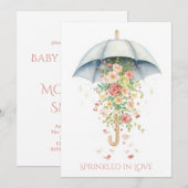 Frühjahrsblumen-Schirm-Aquarell-Baby-Dusche Einladung (Vorne/Hinten)