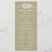 Frühjahrsblumen und Burlap-Foto-Hochzeitsprogramm Programm (Rückseite)