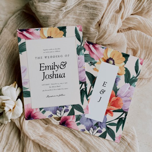 Frühjahrsblumenhochzeit Einladung