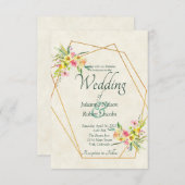 Frühjahrsblumenhochzeit Einladung (Vorne/Hinten)
