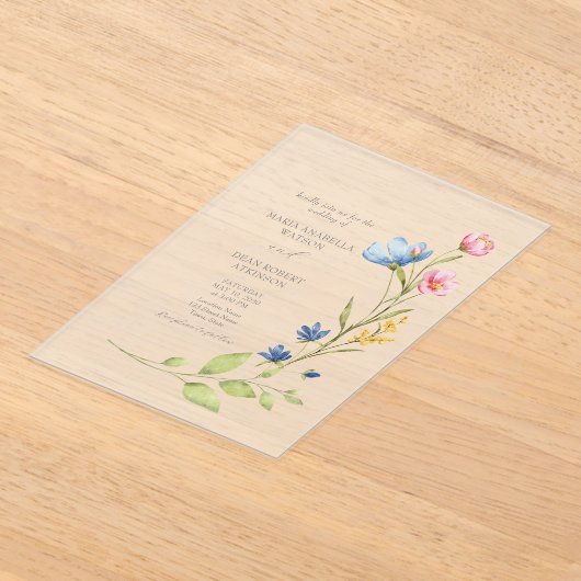 Frühjahrsblumenhochzeit Mattiert Acryleinladungen (Ablage )