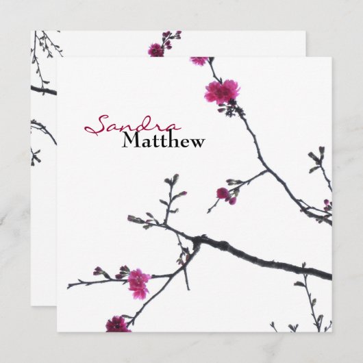 Frühjahrsblüte/Blütenkirsche Hochzeit Einladung (Vorne/Hinten)