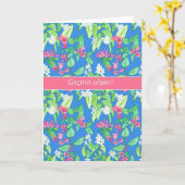 Frühjahrsblüten auf der blauen türkischen Sprache  Karte (Gelbe Blume)