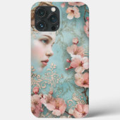 Frühjahrsblüten Dekoupage Bird Lady Portrait Case-Mate iPhone Hülle (Rückseite)