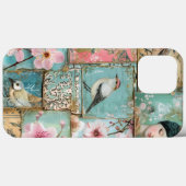 Frühjahrsblüten Dekoupage Vögel Gold Rosa Aqua Case-Mate iPhone Hülle (Rückseite (Horizontal))