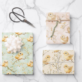 Frühjahrsblüten der Osterjungen Chicks und Pastete Geschenkpapier Set