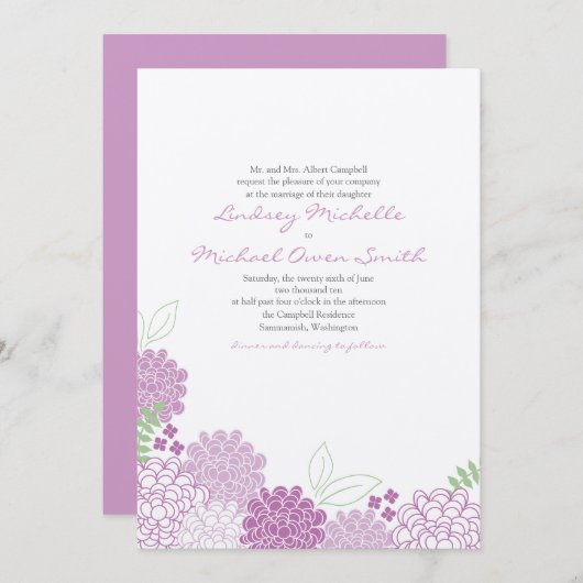 Frühjahrsblüten Einladung zur Hochzeit (Vorne/Hinten)