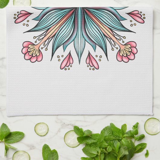 Frühjahrsblüten: geometrische Blüten Geschirrtuch (Gefaltet)