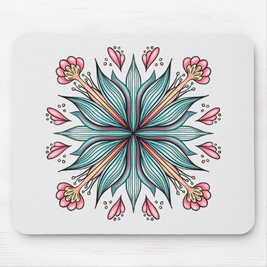 Frühjahrsblüten: geometrische Blüten Mousepad (Vorne)