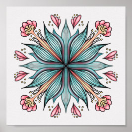 Frühjahrsblüten: geometrische Blüten Poster