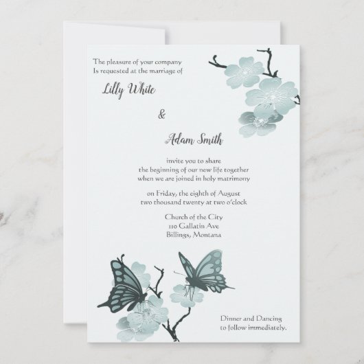 Frühjahrsblüten mit blauen Schmetterlingen (Vorderseite)