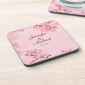 Frühjahrsblüten mit rosa Kirschblüten Getränkeuntersetzer (Linke Seite)