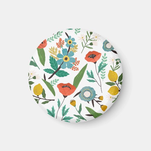 Frühjahrsblüten: Nahtloses Muster Magnet (Vorne)