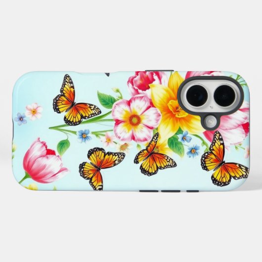 Frühjahrsblüten und Schmetterlinge Case-Mate iPhone Hülle (Rückseite (Horizontal))
