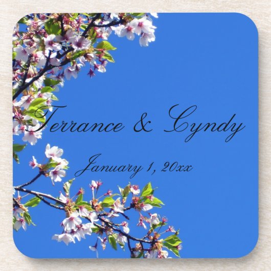 Frühjahrsblüten und Sky Personal Wedding Untersetzer (Vorderseite)