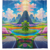 "Frühjahrsblütenweg - Landschaftlich Duschvorhang (Vorderseite)