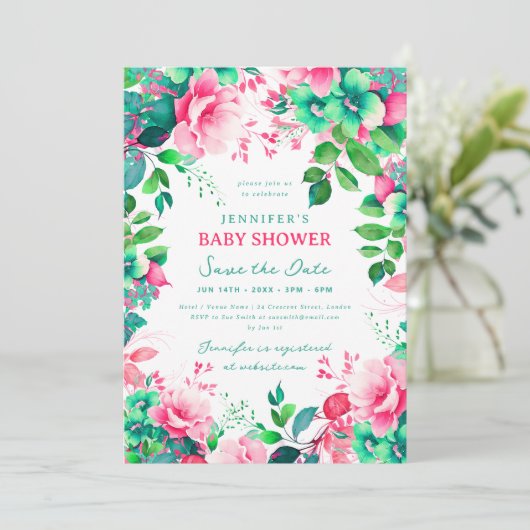 Frühjahrsdusche Bläschen Rettetest Datum Einladung (Stehend Vorderseite)