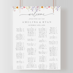 Frühjahrsfarben-Wildblumen-Alphabetischer Sitzplan Poster