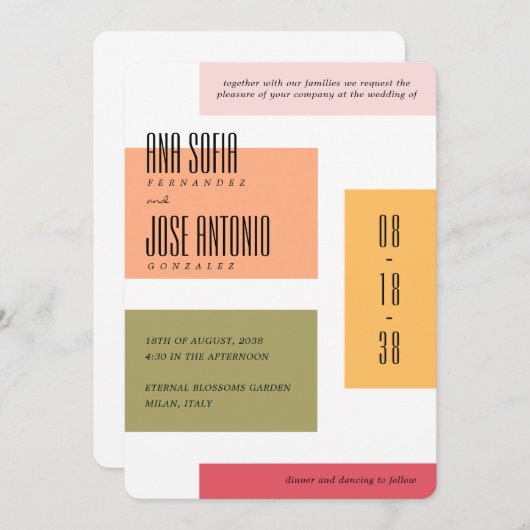 Frühjahrsfeier mit geometrischen Farben im Mittela Einladung (Vorne/Hinten)