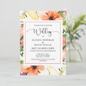 Frühjahrsfeiern Orange Floral Einladung (Stehend Vorderseite)