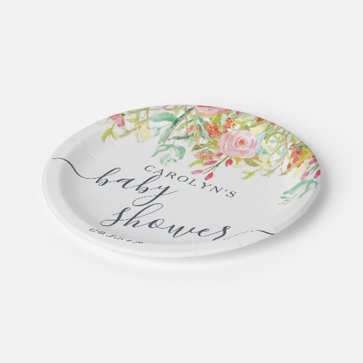 Frühjahrsflora | Babydusche Pappteller (Schrägansicht)