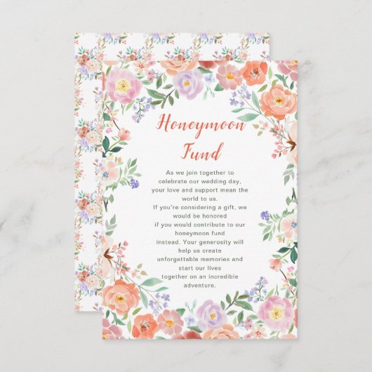 Frühjahrsflorale Blume Hochzeitsfonds Begleitkarte (Vorne/Hinten)
