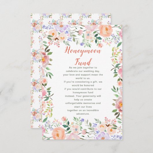 Frühjahrsflorale Blume Hochzeitsfonds Begleitkarte (Vorne/Hinten)