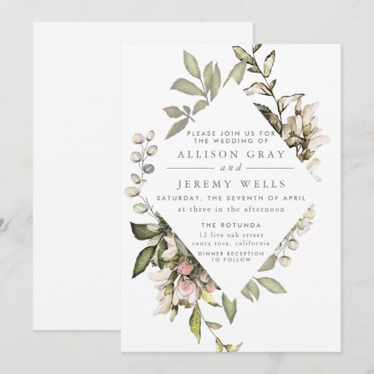 Frühjahrsflorale Einladung (Vorne/Hinten)