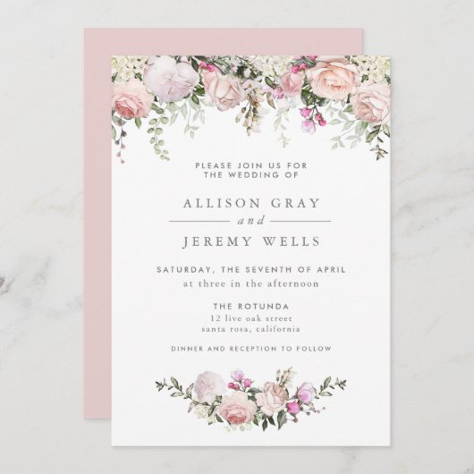 Frühjahrsflorale Einladung (Vorne/Hinten)