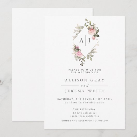 Frühjahrsflorale Einladung (Vorne/Hinten)