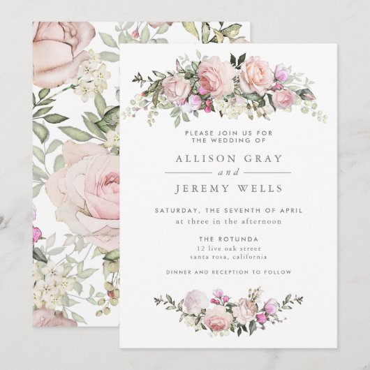 Frühjahrsflorale Einladung (Vorne/Hinten)