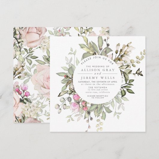 Frühjahrsflorale Einladung (Vorne/Hinten)