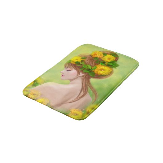 Frühjahrsfrau Bath Mat Badematte (Schrägansicht)